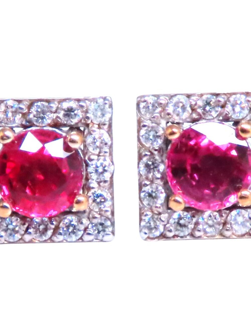 Petite Natural Ruby Diamond Cluster Stud Earrings*